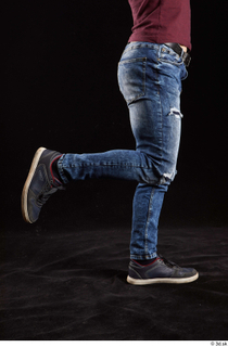Tomas Salek 1 blue jeans calf dressed flexing grey shoes…